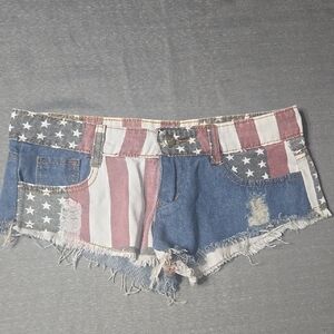 Women's Denim American Flag Shorts